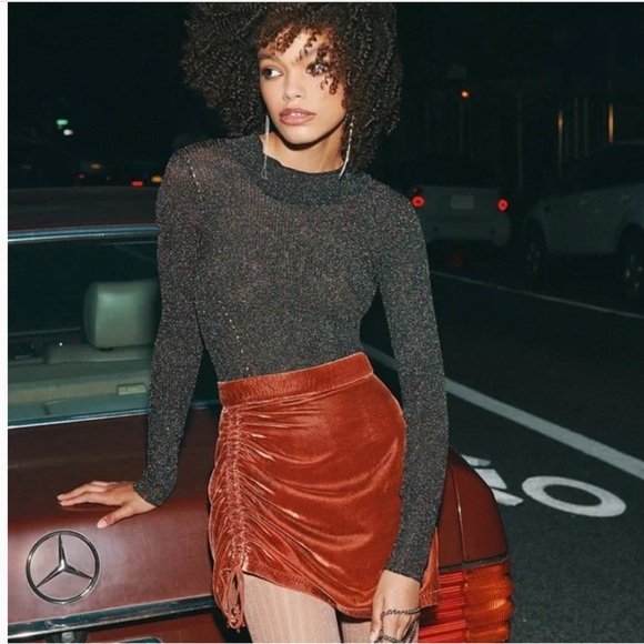 New Free People Vivienne Velvet Mini Skirt - Picture 2 of 11